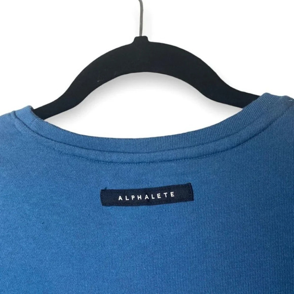 Alphalete Teal Blue Cropped Crewneck Sweater Tee - Picture 5 of 6